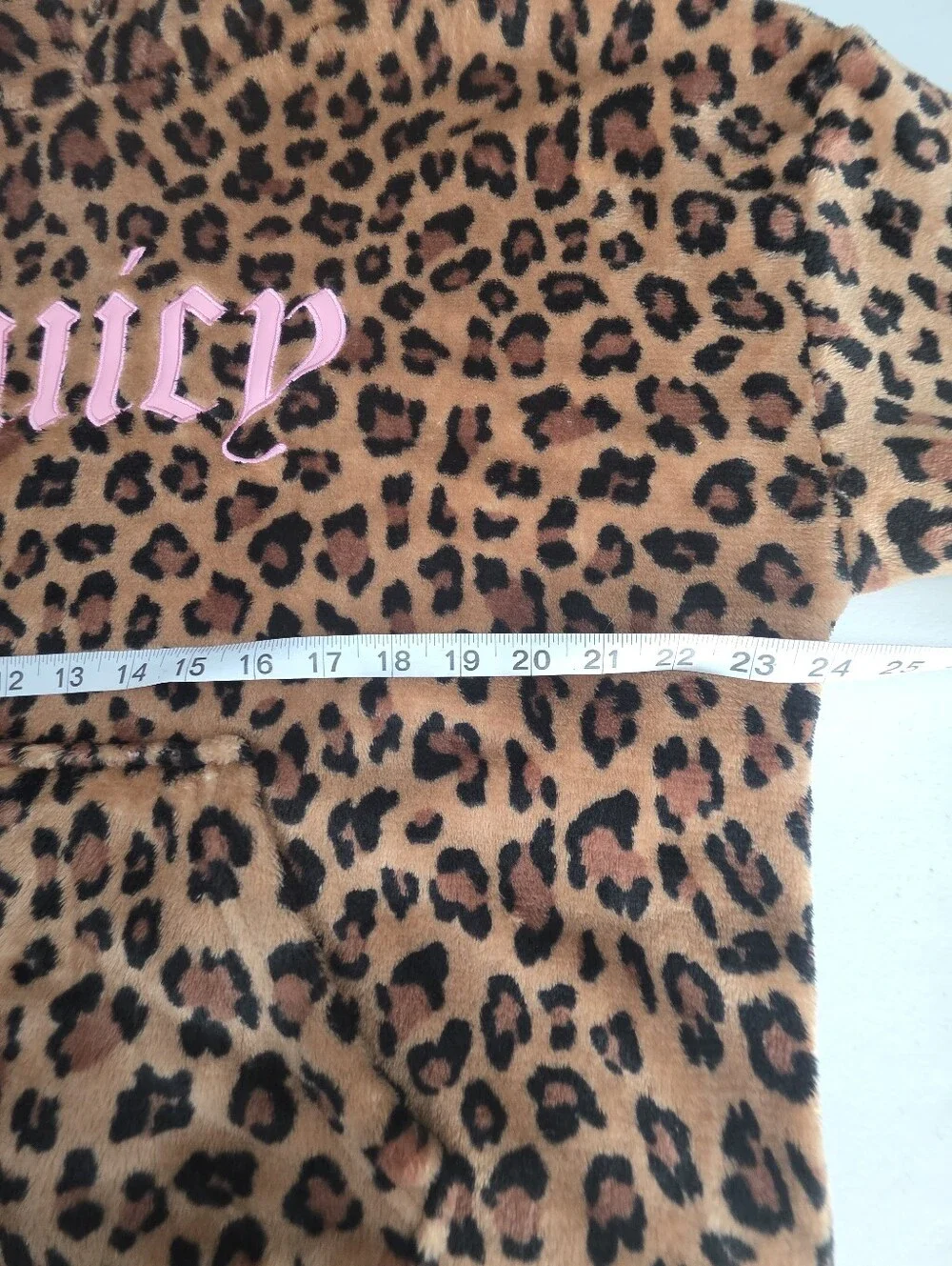 Juicy Couture S/M Leopard Print Plush Hooded Sleepwear Sherpa Lounge Dress